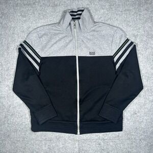 Hugo BOSS Sweater Full Zip Mens Size Large Black Club Tropical Naval Golf Resort